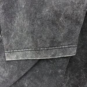 Camiseta lavada con ácido de peso pesado con logotipo personalizado, camiseta mineral para hombre de estilo Vintage de tela tejida lisa en blanco - Product Image 6