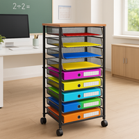 Chariot mobile de rangement pour études et livres à 12 niveaux avec chariot à roulettes en bois pour l'école, la bibliothèque et l'université