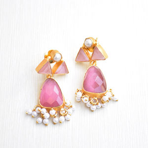 Pendientes de Latón Natural con Piedras Orgánicas Premium, Acabado Satinado, Pieza de Moda, Ideal para Pedidos al por Mayor - Product Image 1