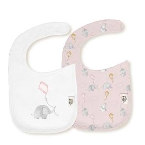 BIB Velcro (Paquete de 2 Unidades) 20X30 Mod. Elefante Cometa Rango de Edad 0-12 Meses Algodón Color Rosa - Product Image 1