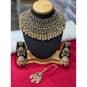 Conjunto de Collar y Pendientes de Novia Étnicos Chapados en Oro, Maang Tikka, Joyería Hecha a Mano de Moda para Bodas, Fiestas y Compromisos - Product Image 1