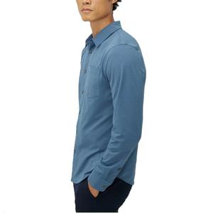 Camisa Casual de Manga Larga de Sarga Premium para Hombre, Estilo Vacacional, Color Sólido, para Otoño, con Cuello Polo y Botones Cubiertos - Product Image 5