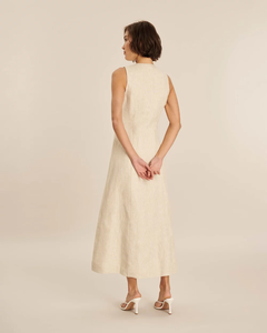 100% lin écologique a-ligne Maxi robe bouton avant décontracté bohème Style romantique été licou cou respirant lavable - Product Image 3