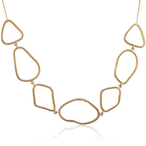 Collar de cadena de oro de 14 quilates con diamantes de pavé, joyería hecha a mano, forma irregular - Product Image 4