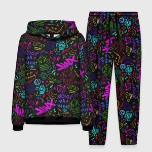 Ensembles de survêtement à capuche pour hommes Ensemble de survêtement imprimé en 3D Sweat à capuche + pantalon 2pcs Ensemble d'extérieur surdimensionné Vêtements de sport décontractés pour hommes - Product Image 4