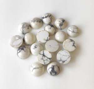 Cabujón redondo de howlita blanca natural de 3mm de calidad superior - Product Image 5