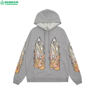 เสื้อฮู้ดดี้แบบสวมหัว ผ้าฝ้าย 100% แห้งเร็ว ระบายอากาศได้ดี ตกแต่งด้วยงานปักคริสตัล พิมพ์ลาย DTG  ดีไซน์ซิปแบบกำหนดเอง สำหรับทุกเพศ - Product Image 2