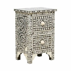 Stripes and Bone Inlay Console <b>Table</b> <b>Stools</b> & Ottomans - Product Image 4