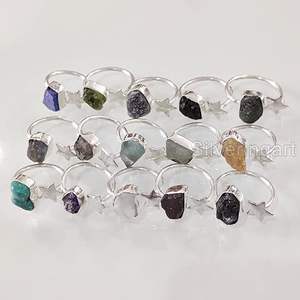 Rough <b>Stone</b> Jewelry Women's <b>Ring</b> Natural Amethyst Moonstone Labradorite Gemstone Statement Jewelry 925 Sterling <b>Silver</b> <b>Ring</b> - Product Image 2