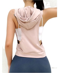 Nouveau été entraînement coton recadrée Logo couleur unie blanc sans manches à capuche femmes livraison rapide haute qualité personnalisé haut court - Product Image 6