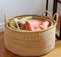 Panier de rangement en jonc de mer tressé à la main, flexible, en gros, panier de pique-nique Bolga, décorations pour la maison, fabrication vietnamienne, directement du fabricant