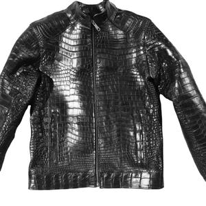แจ็กเก็ตหนังจระเข้ลายนูนสำหรับผู้ชายเสื้อแจ็กเก็ตหนังจระเข้ทำด้วยมือเสื้อแจ็กเก็ตหนังงูหลามออกแบบโลโก้ได้ตามต้องการ - Product Image 1