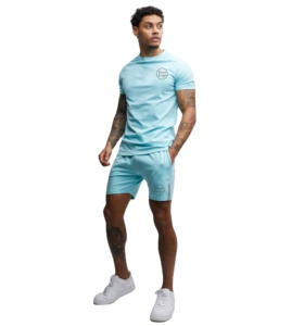 Vêtements d'hiver décontractés pour hommes, ensemble 2 pièces en coton uni à manches courtes, t-shirt et short doux, grande taille disponible - Product Image 2