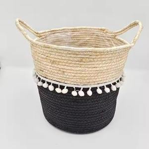 Yulin Jiafu panier de paille tissé rond pots de fleurs jardinière avec fonction de stockage écologique technique de tissage écologique - Product Image 3