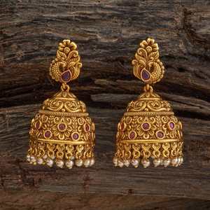 Pendientes Colgantes 185172 con Forma de Campana, Estilo Religioso, Modernos, de Cobre y Latón con Detalles de Perlas y Diamantes, para Bodas y Fiestas - Product Image 1