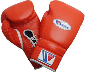 Gants de boxe Winning de haute qualité, en cuir de vache véritable, professionnels, à lacets, gants de sparring de kickboxing Winning - Product Image 1