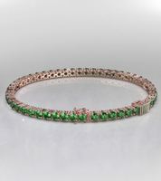 Pulsera de tenis de acero inoxidable con granates verdes y moissanita, estilo cubano con cuentas, joyería romántica hecha en India