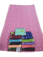 Châle en voile de coton brodé à pois pour femme, bordure en treillis, léger et respirant, personnalisable OEM
