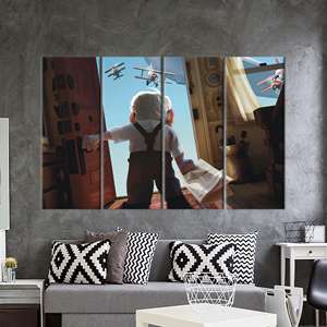 Toile imprimée personnalisée pour chambre d'enfant : Art mural de dessin animé Carl Fredricksen, 4P : encadré - Product Image 1