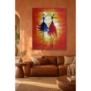 ภาพพิมพ์บนผ้าใบ "ฟิดา นักบัลเลต์สองคนเต้นรำบนพื้นหลังสีแดง" - Product Image 5
