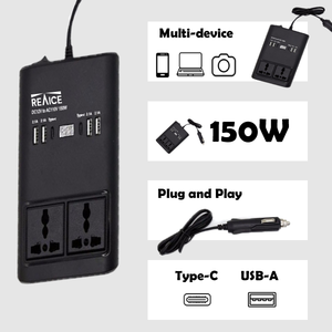 อินเวอร์เตอร์แปลงไฟฟ้า150W สำหรับรถยนต์แบบพกพา DC 12V ถึง110V - Product Image 4