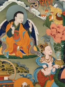 Thangka peint à la main : Guru Padmasambhava - le Guru né du Lotus - Product Image 4