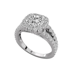 Bague de fiançailles pour femme, diamant taille coussin, certifié IGI, plaqué or 14 carats, classique, simple, fabrication indienne - Product Image 2
