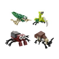 Grosir kreatif anak-anak anak laki-laki anak-anak belajar mainan Diy serangga Kit 12 model serangga Mini gambar hewan dinosaurus blok bangunan