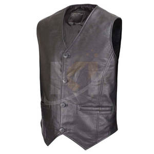 Buena calidad 100% cuero hecho moda chaleco precio razonable hombres ropa transpirable cuero chaleco en venta - Product Image 2