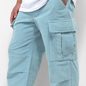 Pantalon cargo pour homme en coton 100% coupe slim, OEM personnalisé, couleur unie, tricoté, vêtements de sport décontractés, streetwear, taille élastique, toile foncée - Product Image 6