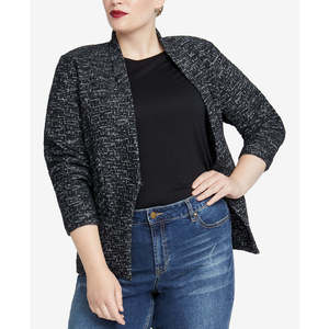 Giacca trendy da donna Rachel Roy con apertura frontale in nero, taglia 1X - Product Image 1