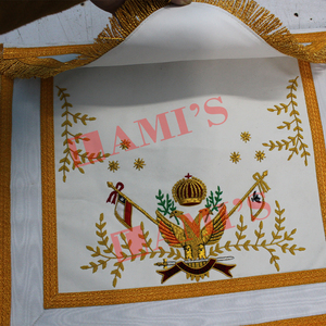 Fast Shipping 33rd Degree Scottish Rite <b>Apron</b> Handmade Embroidery Masonic Regalia <b>Leather</b> <b>Apron</b> - Product Image 6