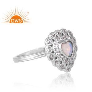 แหวนโอปอลสีเงินแท้โอปอลจากเอธิโอเปียดีไซน์ใหม่และแหวนพลอยบุษราคัมสีขาวผลิตตามแบบ - Product Image 4