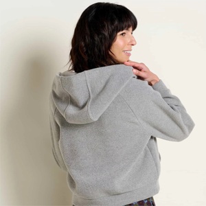Custom High Quality Womens Grey Fleece <b>Zip</b> <b>Up</b> Hoodie Casual Heavyweight <b>Crop</b> <b>Zip</b> <b>Up</b> Hoodie - Product Image 3