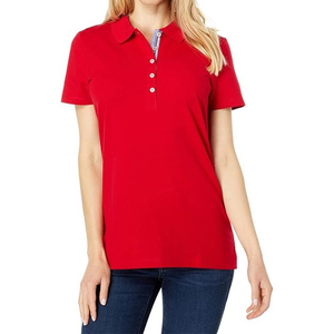 Camiseta de polo lisa de alta calidad para mujer, camiseta informal de manga corta con cuello ajustado para mujer, camiseta de negocios - Product Image 4