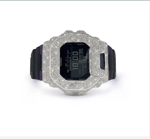 Montre à lunette carrée avec diamant naturel, boîtier en acier inoxydable, mouvement à quartz, cadran de 46 mm, date automatique, unisexe - Product Image 2