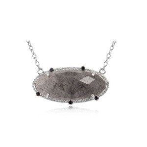 สร้อยคอหินอัญมณี925สเตอร์ลิงเงินแลบราโดไรต์สำหรับผู้หญิงขายดีที่สุด - Product Image 4