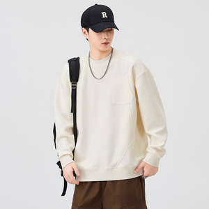 Sweat-shirt tendance de marque, style américain, t-shirt à manches longues, couture, motif et couleur unis, coupe ample, sweat-shirt pour homme - Product Image 3