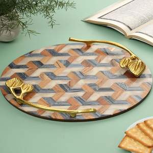 Plateau de service en résine artistique, design artisanal unique, couleur personnalisable, logo, MOQ de 100 pièces pour les fêtes, les célébrations, les idées de cadeaux - Product Image 6