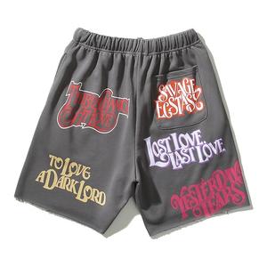 กางเกงขาสั้นผ้าฝ้ายผู้ชายแบบกําหนดเองกางเกงขาสั้นพิมพ์ลายวินเทจคุณภาพสูงกางเกงขาสั้นวินเทจล้างกรดขนาดใหญ่สําหรับผู้ชาย - Product Image 2