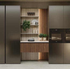 Juego de Muebles de Cocina Modernos de Lujo Hechos en Italia al 100%, Diseño Italiano Personalizado, Gabinetes de Cocina Modulares de Madera Acanalada - Product Image 5