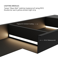Système de douche intégré avec niche de douche et pommeau, éclairage LED, design étanche, en acier inoxydable de qualité supérieure, jet de pluie doux, idéal pour hôtels