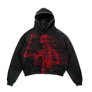 Ropa de calle personalizada, Sudadera con capucha de lana lisa, fabricante de chaqueta con parche desgastado para hombre, Sudadera con capucha bordada con apliques - Product Image 5