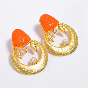 Women's Fashion 14k Gold Plated Brass <b>Drop</b> <b>Earrings</b> Handmade Fine <b>Silver</b> Jewelry Wholesaler Gemstone Jewelry Exporter - Product Image 5