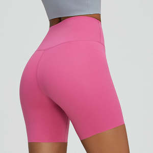 Pantalones cortos de yoga y fitness ajustados de nailon de fabricante de fábrica, pantalones cortos y de cintura alta, mallas de chándal de secado rápido para mujer - Product Image 3