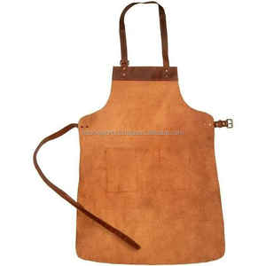 100 Genuine Cowhide Original Leather Brown <b>Black</b> Custom Logo Bib for Chefs Barbers BBQ Kitchen <b>Apron</b> Custom Design And Logo - Product Image 3