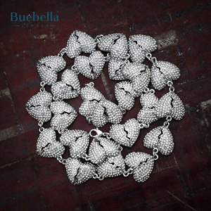 Venta caliente 925 Plata 14K Chapado en oro blanco 12mm Iced Out Iced Broken Heart Chain Collar para hombres - Product Image 3