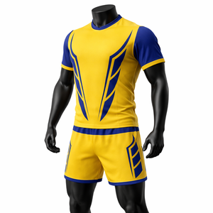 Ensemble de maillot et short de rugby personnalisé pour hommes adultes, 100% polyester, uniforme d'équipe de rugby sublimé, séchage rapide, respirant - Product Image 3