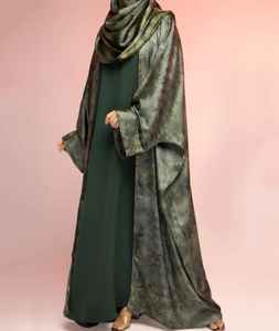 Abaya maxi ouverte sur le devant de haute qualité avec un design élégant à fermeture éclair Style modeste Tenue confortable et design fluide - Product Image 5