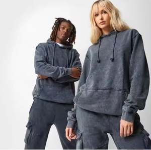 Fabricant de survêtement personnalisé délavé à l'acide survêtement unisexe survêtement hommes femmes lavé à capuche Cargo Joggers 2 pièces ensembles - Product Image 2